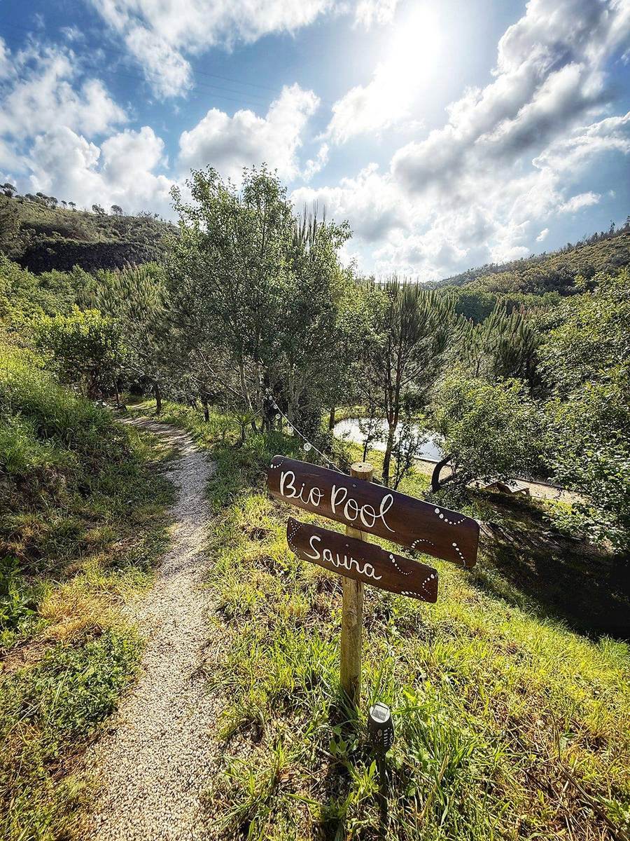 The path down to the biopool and the sauna