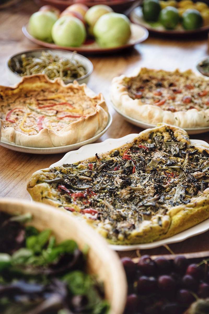 Vegetable tarts on a wooden table