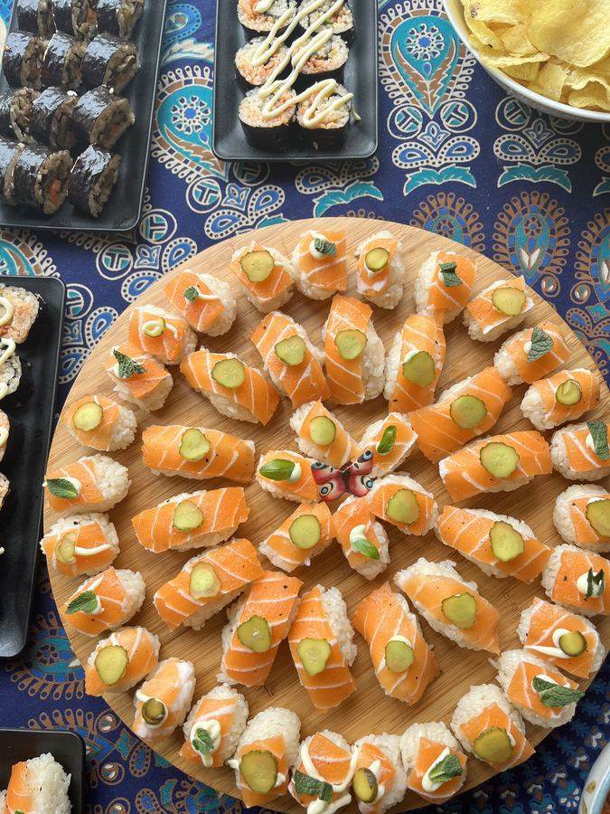 Food laid out for the group