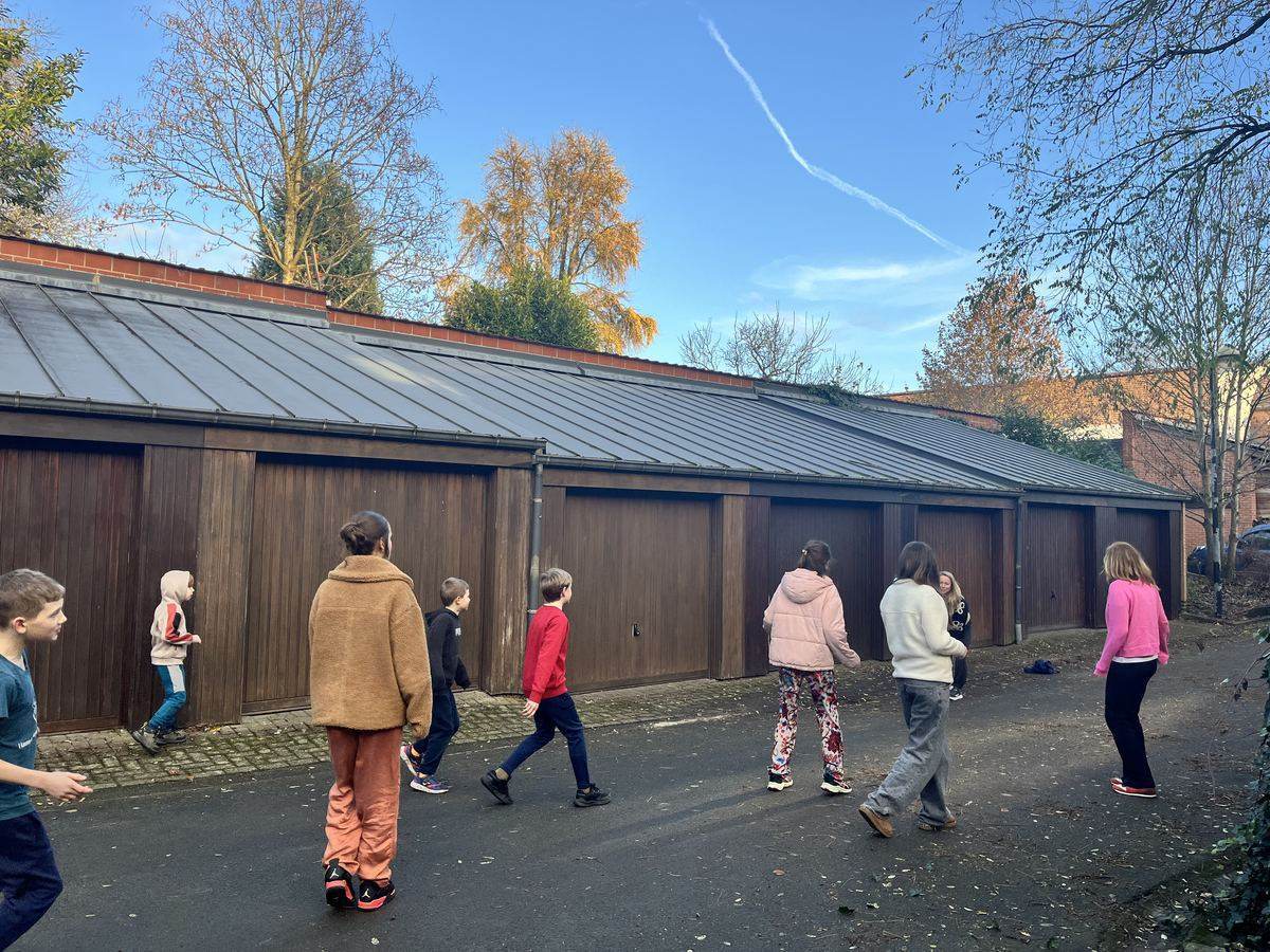 Children playing outdoors in autumn